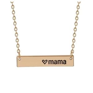 Gold Engraved Mama Bar Necklace